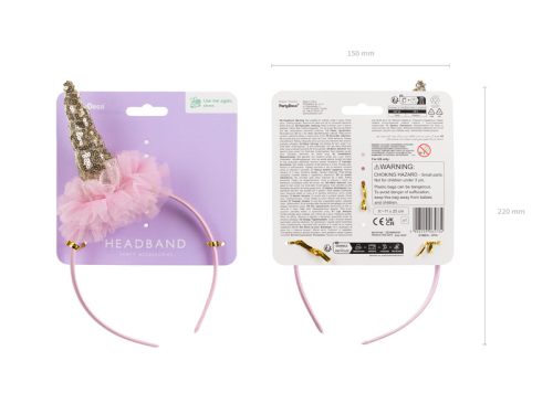 Unicorn headband with frill, 11 x 25 cm, mix