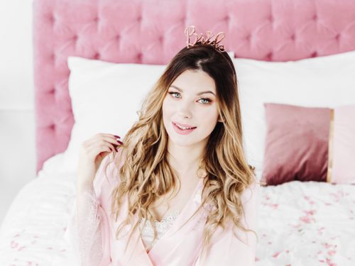 Menyasszony fejpánt, rózsaszín arany