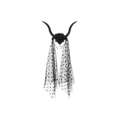 Devil Horns tüll fejpánt, 30x76 cm, fekete