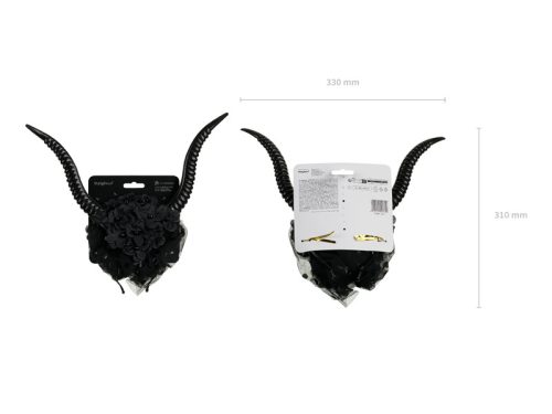 Devil Horns tüll fejpánt, 30x76 cm, fekete