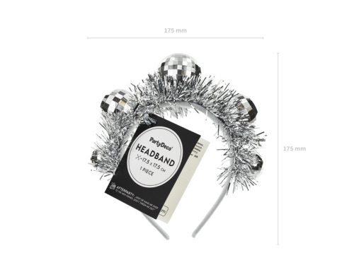 Disco Ball fejpánt, 17,5x17,5 cm, ezüst