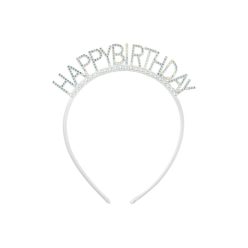   Ezüst Happy Birthday gyöngyökkel díszített szülinapi fejpánt