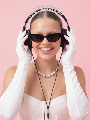 Ezüst Happy Birthday gyöngyökkel díszített szülinapi fejpánt