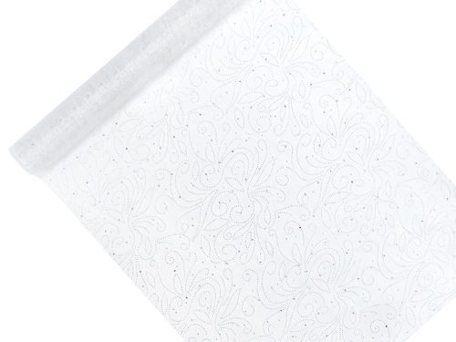 Nyomtatott organza, fehér, 0,48 x 9 m