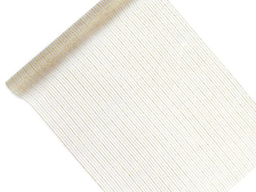 Nyomtatott organza, fehér - arany , 0,48 x 9 m