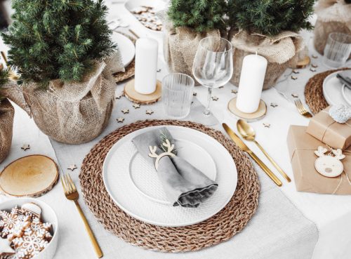 Fa gyűrűk szalvétához Rénszarvasok, természetes fa (1 db / 6 db)