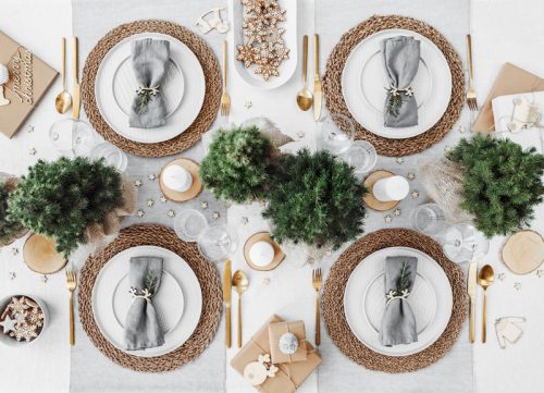 Fa gyűrűk szalvétához Rénszarvasok, természetes fa (1 db / 6 db)