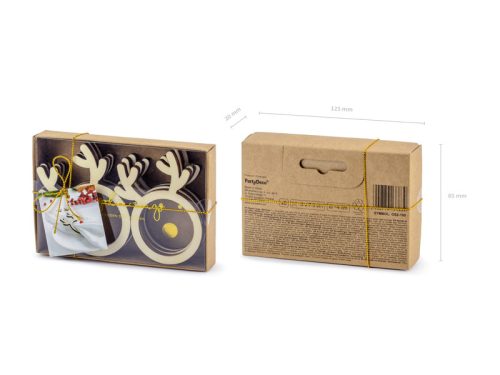 Fa gyűrűk szalvétához Rénszarvasok, természetes fa (1 db / 6 db)