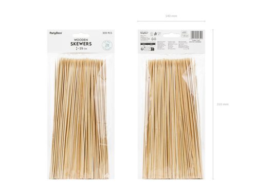 Fa nyársak 25 cm, 200 darabos csomag