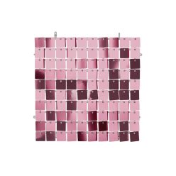   Flitteres háttérpanel, négyzet alakú, világos rózsaszín, 30x30 cm
