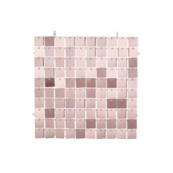   Flitteres háttérpanel, négyzet alakú, rózsaszín arany színű, 30x30 cm