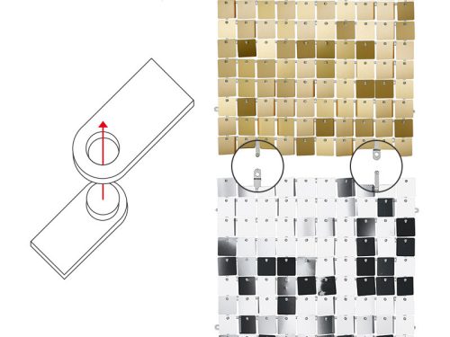 Flitteres háttérpanel, négyzet alakú, rózsaszín arany színű, 30x30 cm