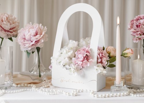 Flowerbox Best Wishes, 21,6 x 11,7 x 38,5 cm, fehér