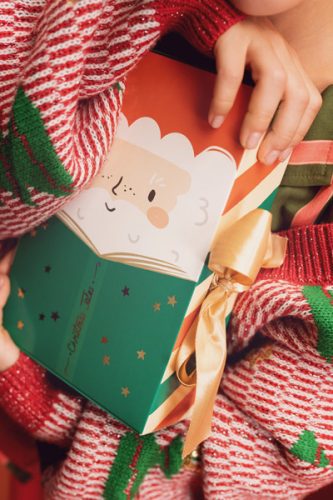 Ajándékdoboz Mikulás, 6x22,5x15 cm, mix