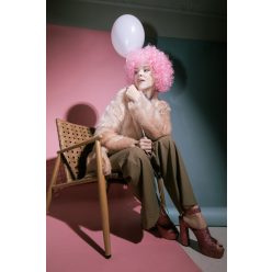 Afro paróka, világos rózsaszín