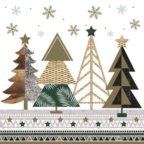 Karácsony Graphic Trees szalvéta 20 db-os 33x33 cm