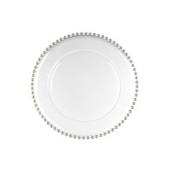 Töltőlap gyöngyökkel, átlátszó, átmérője kb. 32 cm