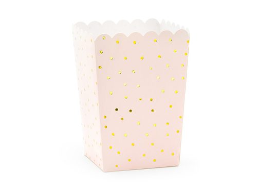 Dobozok popcorn Dots számára, világos rózsaszín, 7x7x12,5 cm (1 db / 6 db)