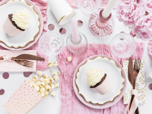 Dobozok popcorn Dots számára, világos rózsaszín, 7x7x12,5 cm (1 db / 6 db)