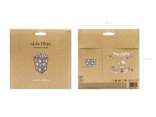 Dobozok pattogatott kukoricához Narwhal, mix, 7x7x12,5cm (1 db / 6 db.)