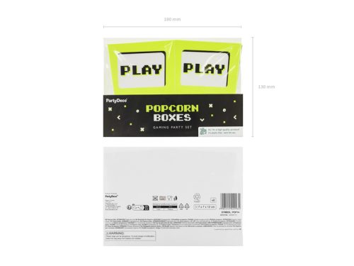 Dobozok popcorn Playhez, 7x7x12 cm, mix (1 pkt / 6 db.)