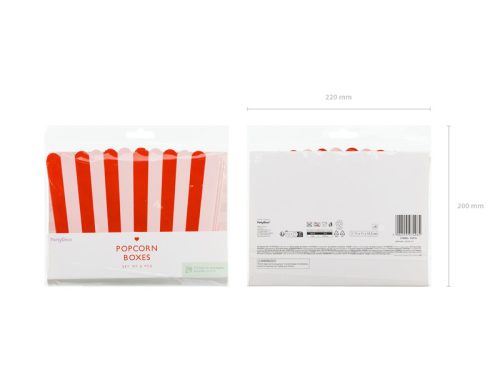 Dobozok pattogatott kukoricához, mix, 11x11x15,5cm (1 db / 6 db.)