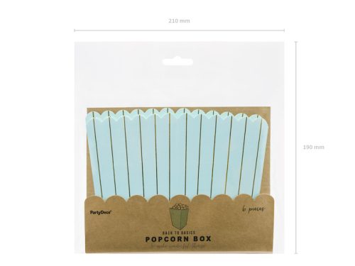 Dobozok popcornhoz Stripes, világoskék, 7x7x12,5cm, (1 db / 6 db.)