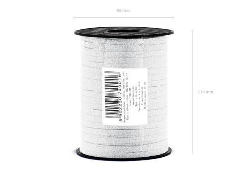 Műanyag szalag, ezüst, 5mm/225m