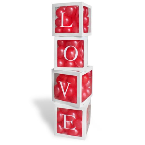 Léggömbdobozok LOVE, 30x30 cm, fehér (1 db / 4 db)