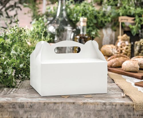 Dekoratív esküvői tortadobozok, fehér, 19x14x9cm (1 db / 10 db.)