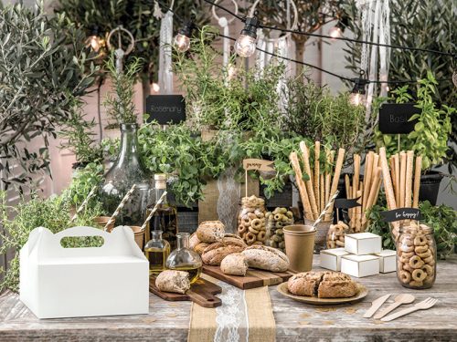 Dekoratív esküvői tortadobozok, fehér, 19x14x9cm (1 db / 10 db.)