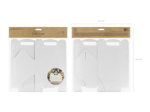 Dekoratív esküvői tortadobozok, fehér, 19x14x9cm (1 db / 10 db.)