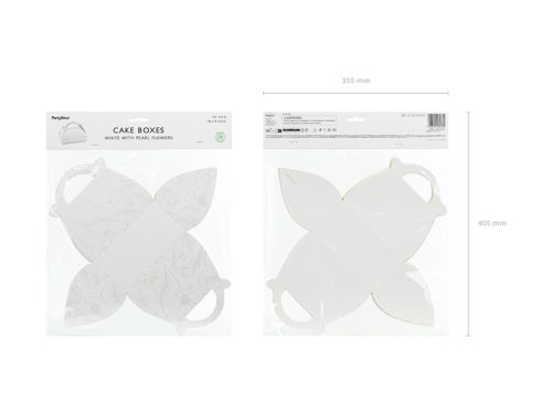 Dekoratív tortadobozok - Gyöngyágak, 16x15x8 cm, fehér (1 pkt / 10 db.)