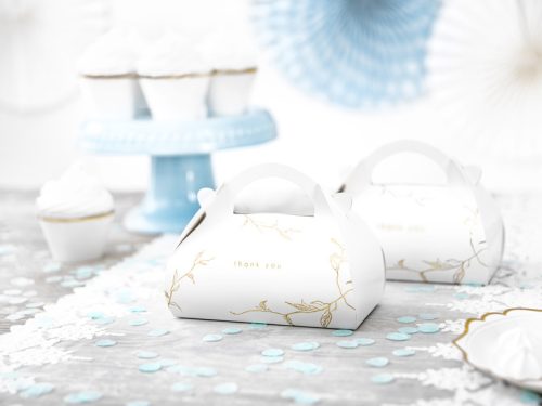 Dekoratív tortadobozok - Ágak, arany, 16 x 8,5 x 9,5 cm (1 db / 10 db)