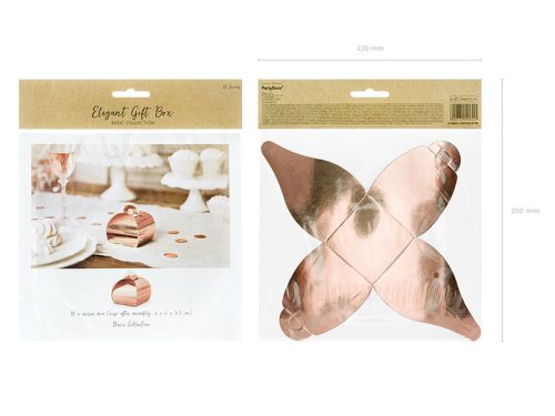 Dobozok, rózsaszín arany, 6x6x5,5 cm (1 db / 10 db)