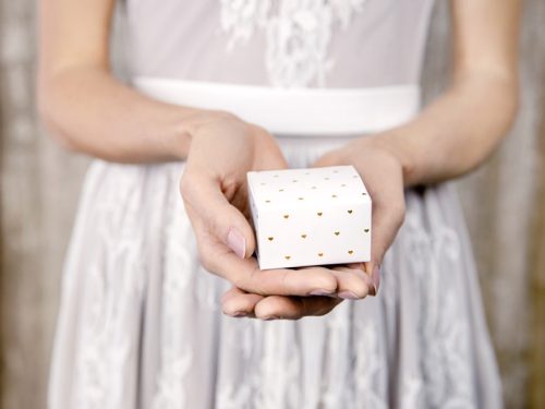 Dobozok Szívek, fehér, 6x3,5x5,5cm (1 db / 10 db.)