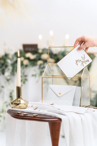 Üveg Ajándékkártyatartó, arany, 13x21x21cm