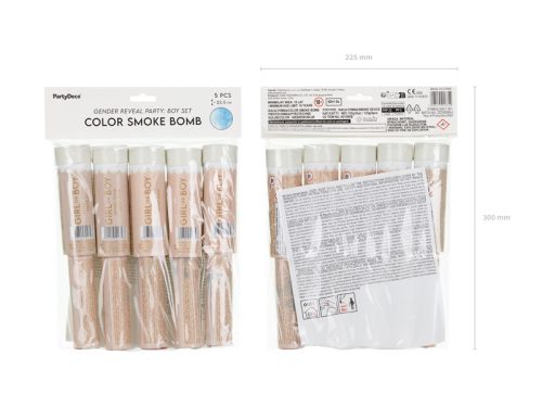 Színes füstbomba „It's a Boy” kék, 22,5 cm, 5 db/csomag