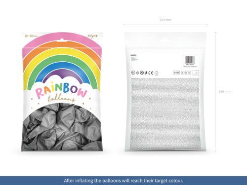 Rainbow Balloons 23cm metál, ezüst (1 db / 100 db.)