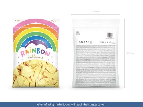 Rainbow Balloons 23cm metál, krémszínű (1 db / 100 db.)