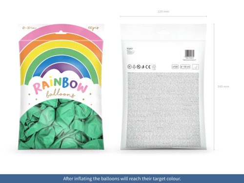 Rainbow Balloons 30cm metál, menta (1 db / 100 db.)