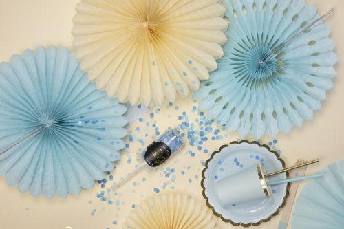 Decorative Rosettes, Light Blue, 20-30cm (1 pkt / 3 pc.)