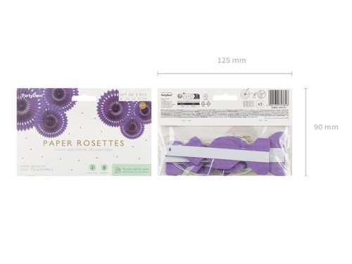 Dekoratív rozetták, lila, 20-30 cm (1 db / 3 db)