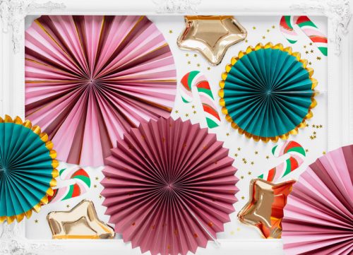 Dekoratív rozetták, bordó, 26-43 cm (1 db / 3 db)