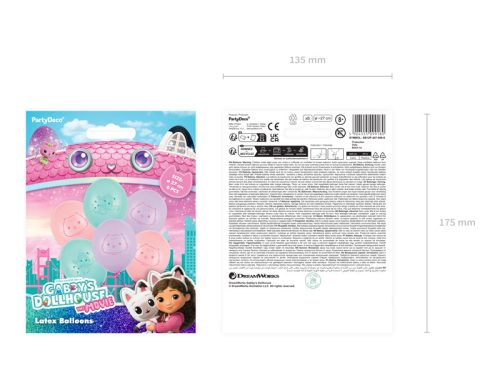 Gabby’s Dollhouse erős lufi készlet, 27 cm, 6 db vegyes szín