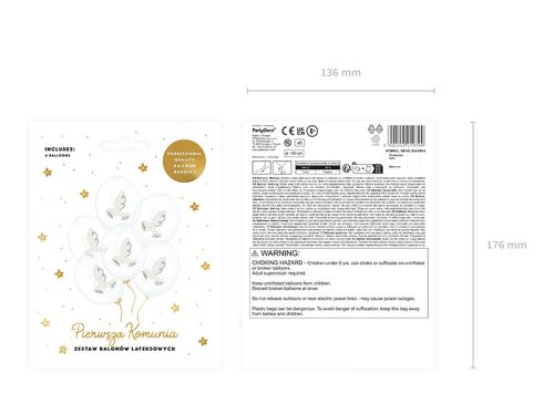 Léggömbök 30 cm, Dove, kristálytiszta (1 db / 6 db)