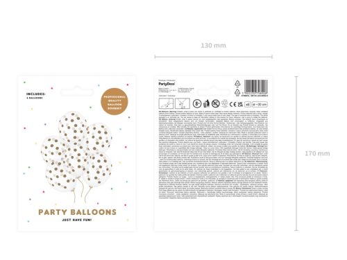 Balloons 30cm, Dots, Crystal Clear (1 pkt / 6 pc.)