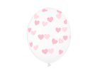 Léggömbök 30 cm, szívek, kristálytiszta (1 db / 50 db)