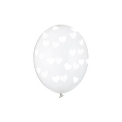 Balloons 30cm, Hearts, Crystal Clear (1 pkt / 6 pc.)