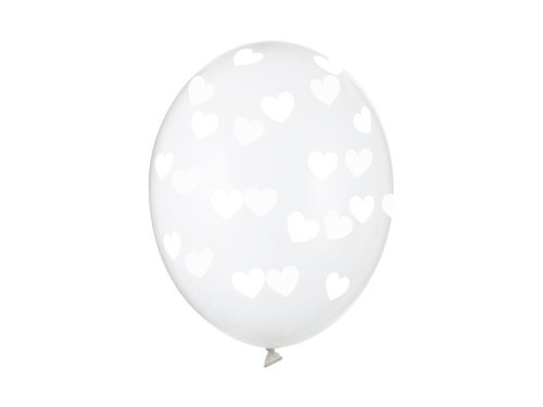 Balloons 30cm, Hearts, Crystal Clear (1 pkt / 6 pc.)